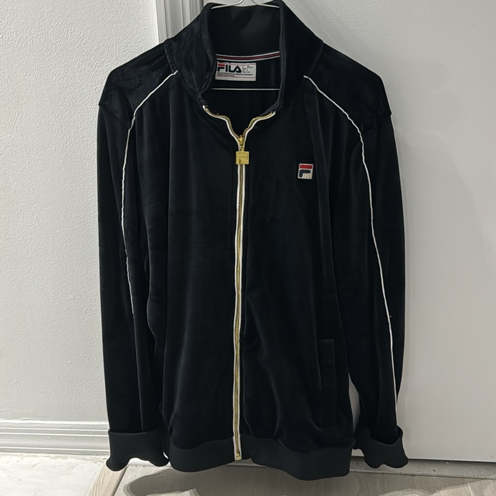 Fila Velour Jacket, Black, size L, gold zipper
